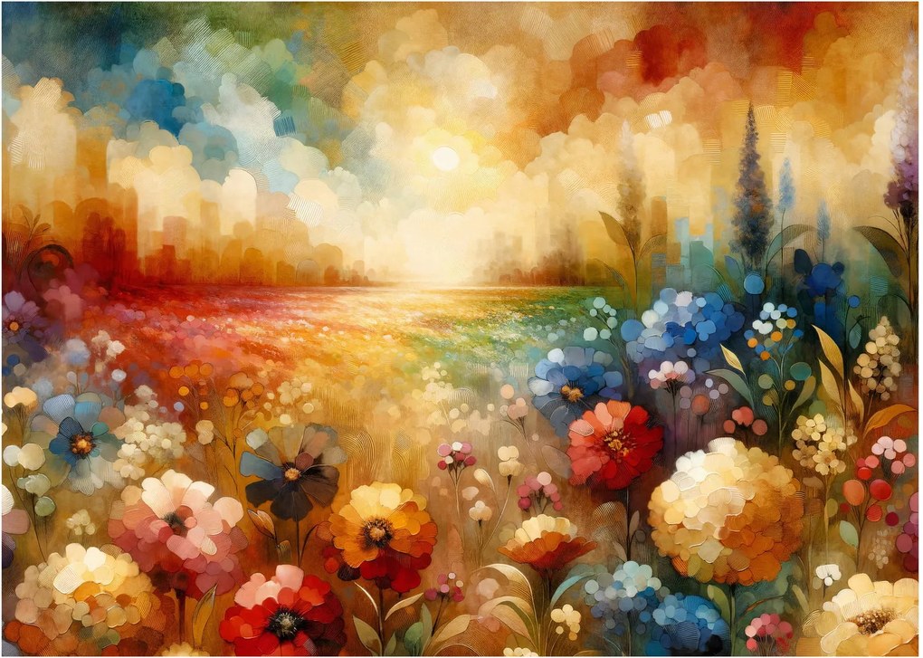 Obraz na szkle - Kolorowa łąka (70x50 cm)