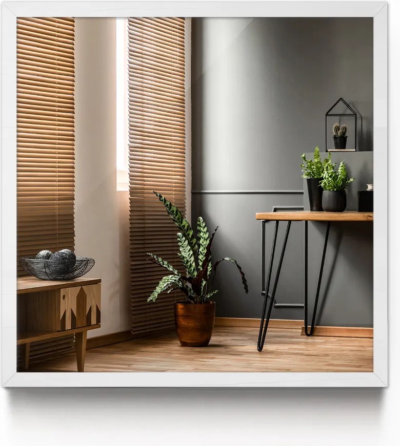 Lustro dekoracyjne prostokątne biała ramka 70x50 cm Biały