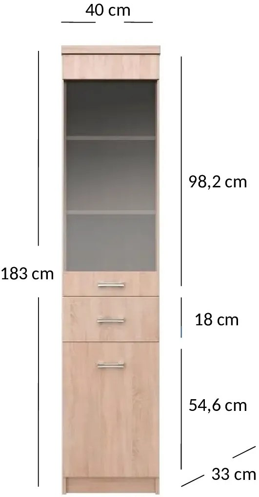 Wysoka witryna dąb sonoma - Riza 22X