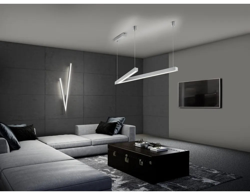 Szara lampa sufitowa LED ze sterowaniem głosowym/mobilną aplikacją i metalowym kloszem 35x127.5 cm Cicanto – CINQUE