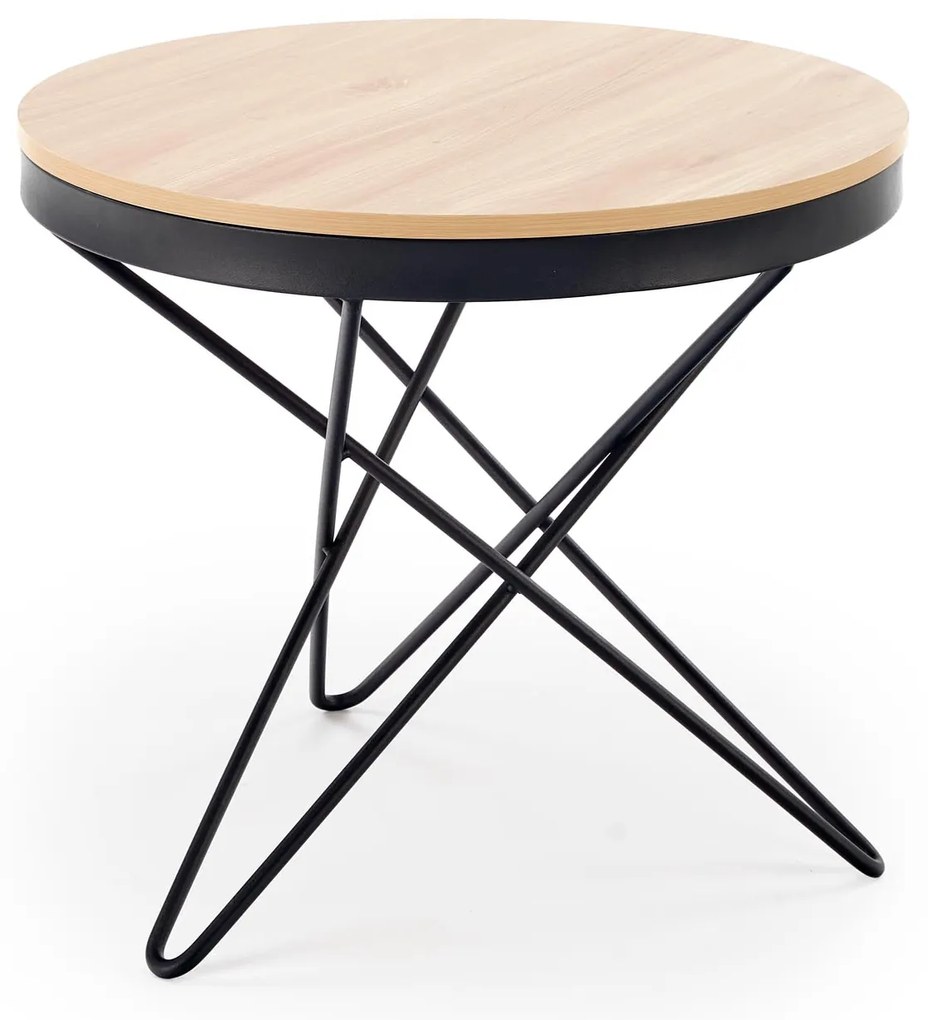 Ława okrągła MDF naturalny/czarny 60/55 LEILA