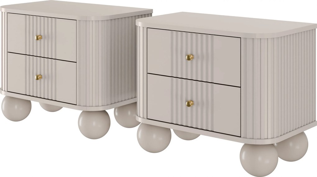 Zestaw szafek nocnych Vesper 56 cm - kaszmir / złote uchwyty / nogi kule