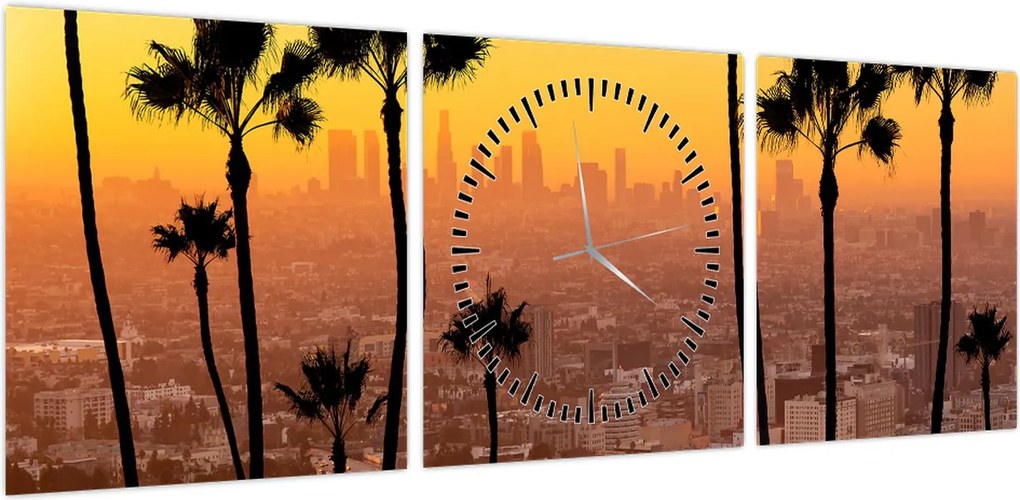 Obraz - Panorama Los Angeles (z zegarem) (90x30 cm)
