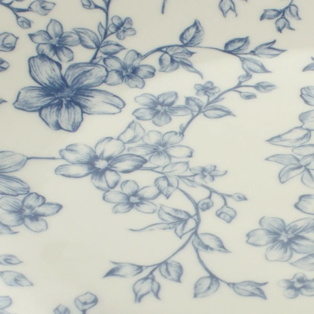 Zestaw 6 płytkich talerzy Delikatne kwiaty 26 cm, niebieskie