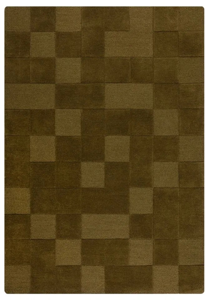 Wełniany dywan tkany ręcznie w kolorze khaki 160x230 cm Checkerboard – Flair Rugs