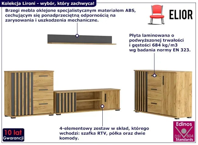4-elementowy zestaw mebli z lamelami loft - Igiz 12X
