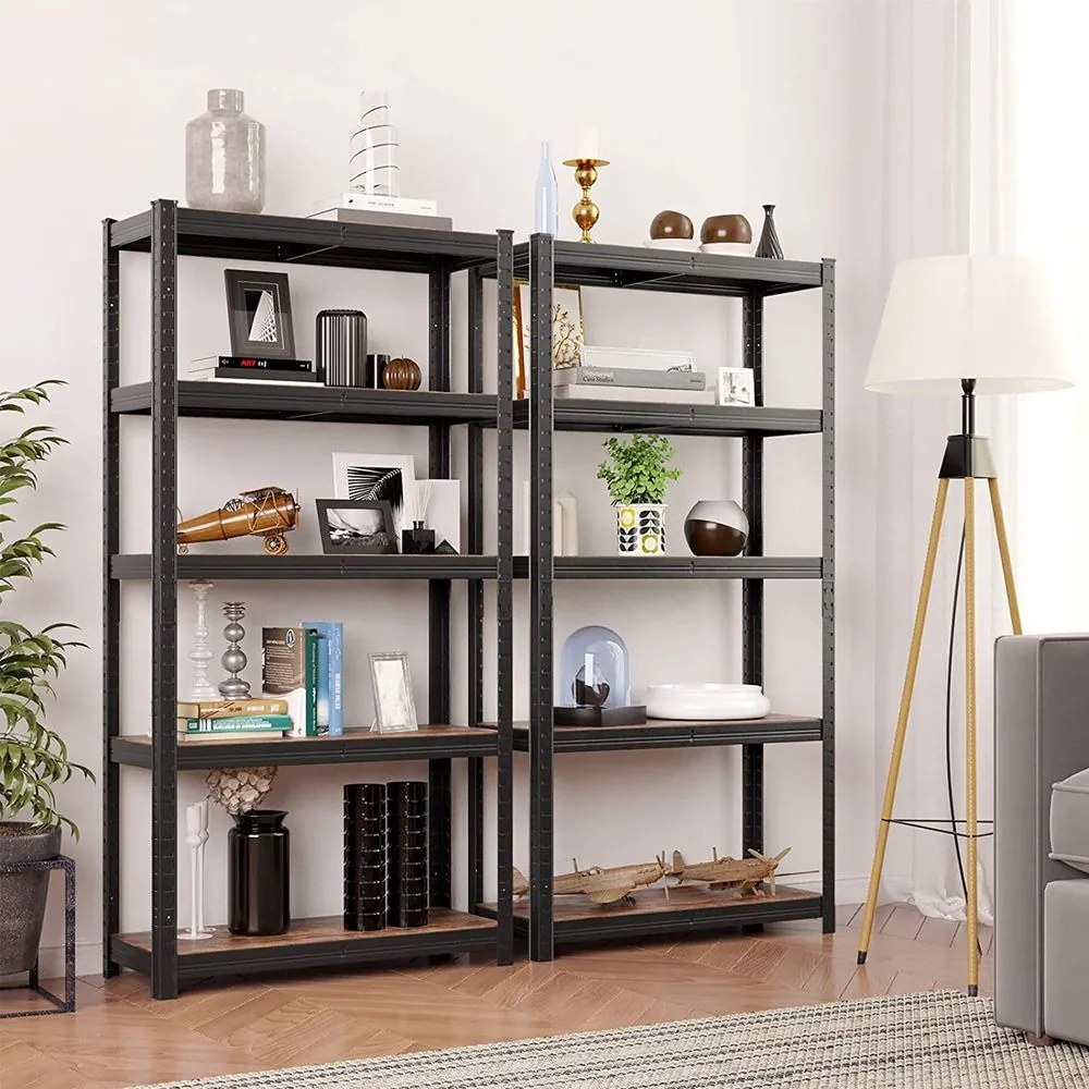 Regał DUSTY, 5 półek, max 650kg, czarna/brązowa SongmicsHome