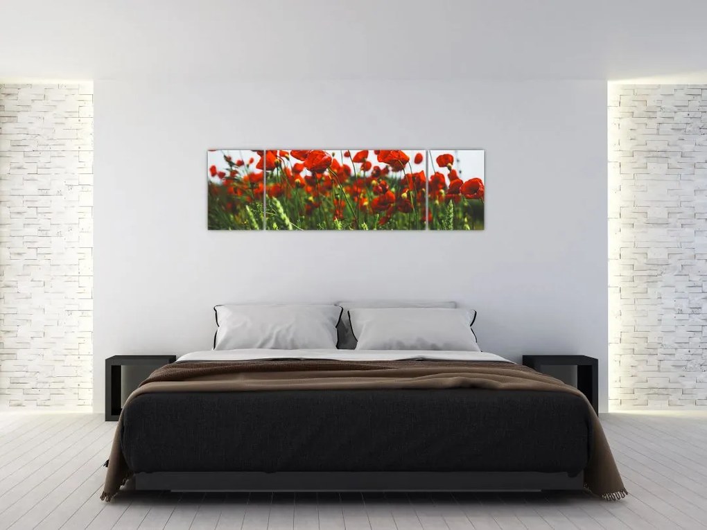 Obraz maków na wietrze (170x50 cm)