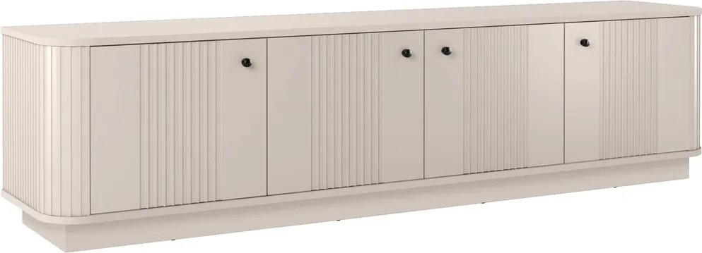 Szafka RTV Vesper 4D 187 cm na cokole - kaszmir / czarne uchwyty