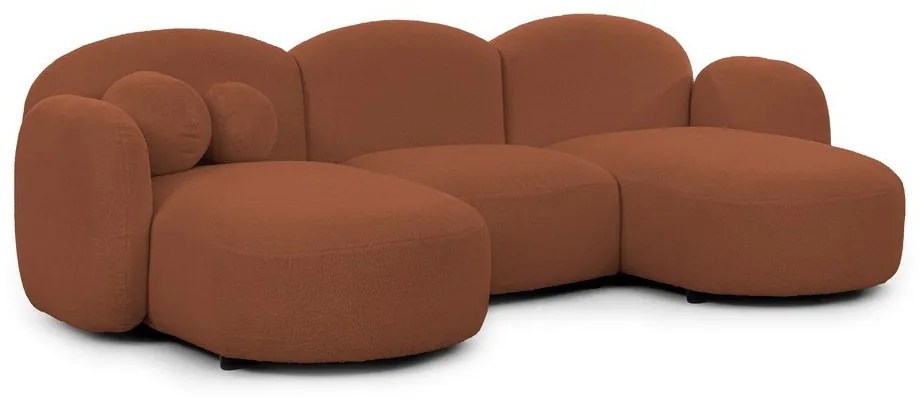 Narożnik z materiału bouclé (w kształcie litery U) w kolorze terakoty Orbit – Ropez