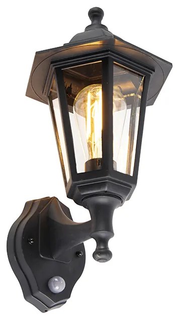 Zewnetrzna Klasyczna lampa ścienna zewnętrzna czarna z czujnikiem ruchu - New Haven klasyczny/Antyczny Oswietlenie zewnetrzne