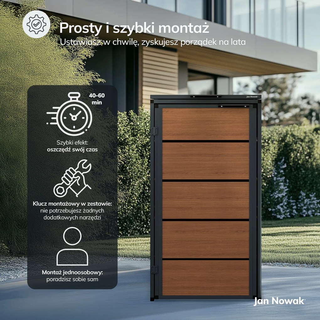 Zabudowa śmietnikowa 240L jednokomorowa, antracyt - orzech