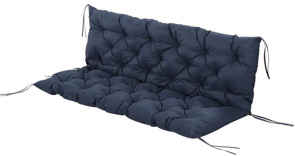 Outsunny Poduszka na Ławkę z Paskami Mocującymi, dla do 3 osób, Grube Wypełnienie Piankowe, Poduszka Siedziskowa