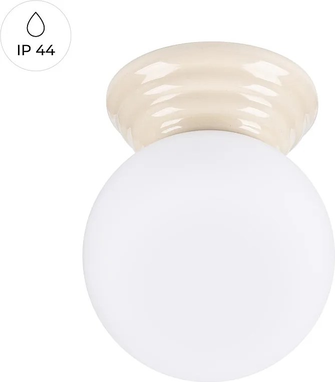 Lampa sufitowa minimalistyczny Zori, ceramika szkliwiona/szkło - 1 źródło - L.12 x H.12 cm - beżowy