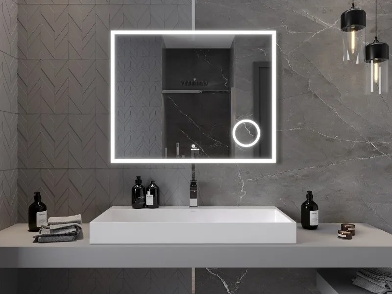 Mexen Kala lustro łazienkowe podświetlane z lusterkiem kosmetycznym 100 x 80 cm, LED 6000K, antypara - 9820-100-080-611-00
