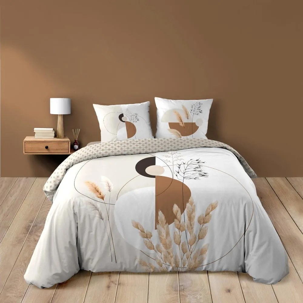 Biało-beżowa bawełniana pościel dwuosobowa 240x220 cm Natacha – douceur d'intérieur