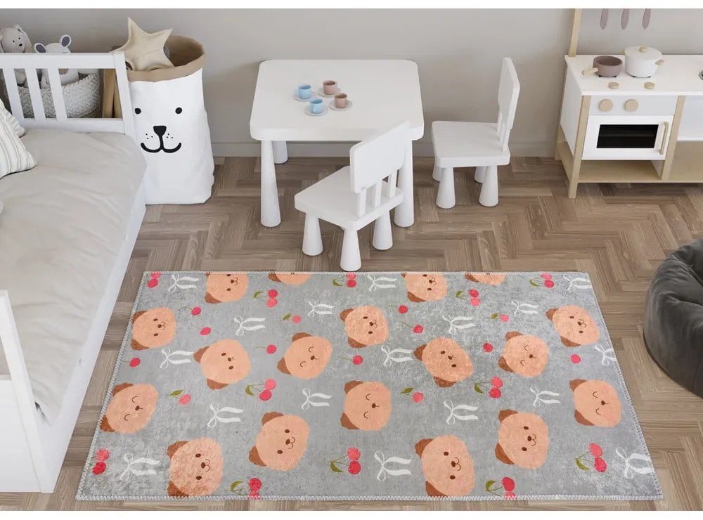 Szaro-brązowy dywan dziecięcy odpowiedni do prania 80x150 cm Cute Teddies – Vitaus