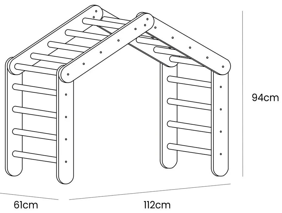Szara drabinka pikler z litego drewna sosnowego 61x112x94 cm Montessori – Meowbaby