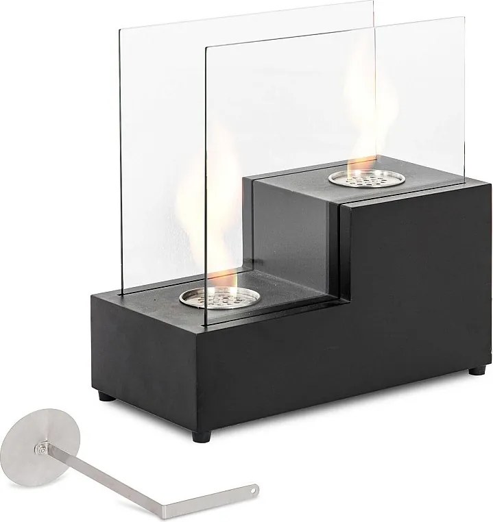 Two Steps - Czarna metalowa świeca stołowa z bioetanolem