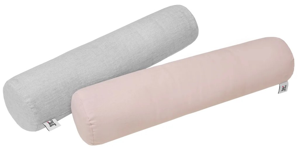 Różowa lniana poduszka w kształcie wałka DUSTY PINK 14 x 55 cm