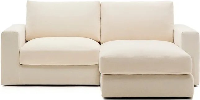 Beżowy narożnik z tkaniny szenilowej (prawostronny/z szezlongiem) Alea – Kave Home