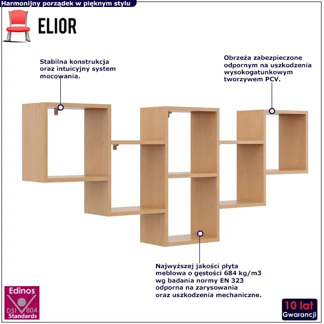 Minimalistyczna półka na ścianę w kolorze buk - Corsaro