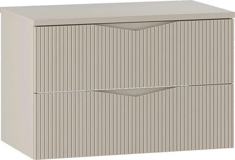Zestaw do Łazienki 80cm Szafka z Blatem Ryflowane Fornty Beż Piaskowy Cleo