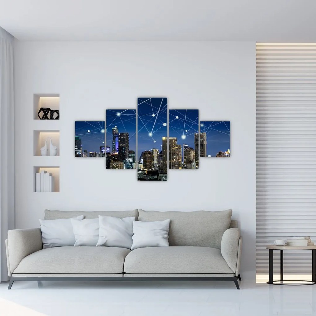 Obraz - Wielkie miasto nocą (125x70 cm)