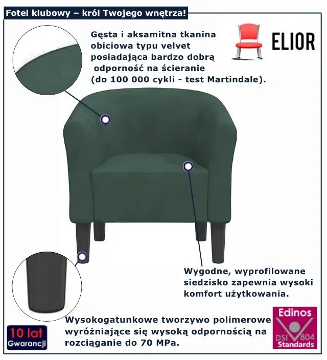 Ciemnozielony fotel welurowy do salonu  Z3-Z67