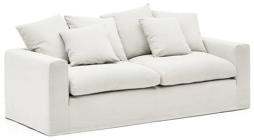 Biała lniana sofa 240 cm Nora – Kave Home