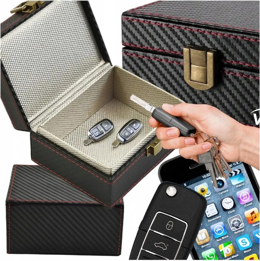 Pudełko na kluczyki karty telefon klatka faradaya keyless carbon