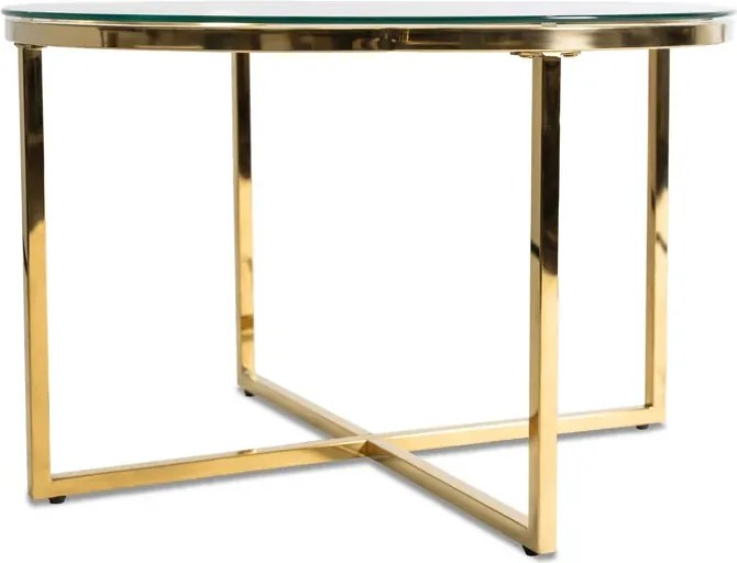 Stolik Kawowy Szklany FLIP 70 cm ze Złotymi Nogami Glamour