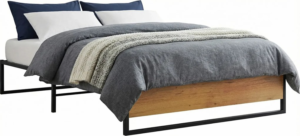 Czarne metalowe łóżko industrialne 100x200 cm F1-W22