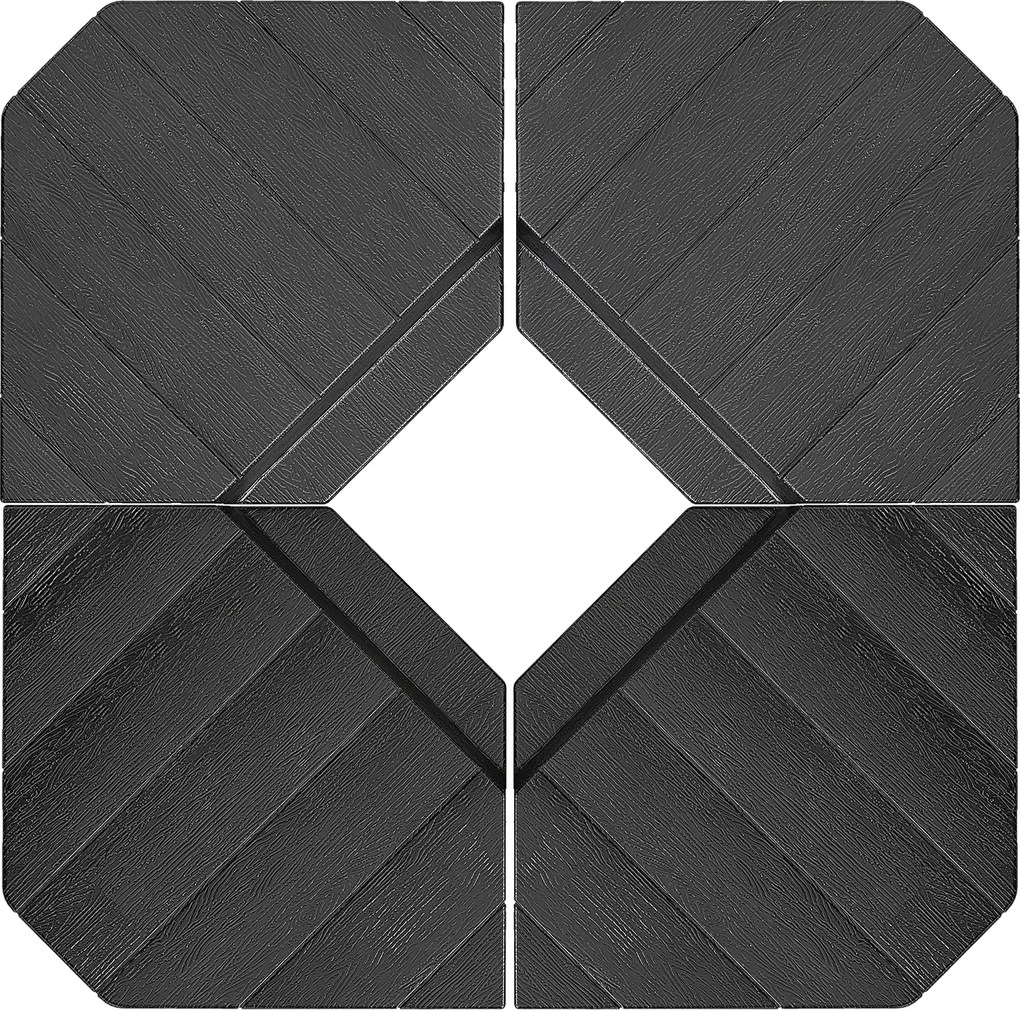 Outsunny Obciążniki do podstaw parasoli, wypełnialne wodą i piaskiem, plastikowe, 80Dł x 80Szer x 13Wys cm, Czarny