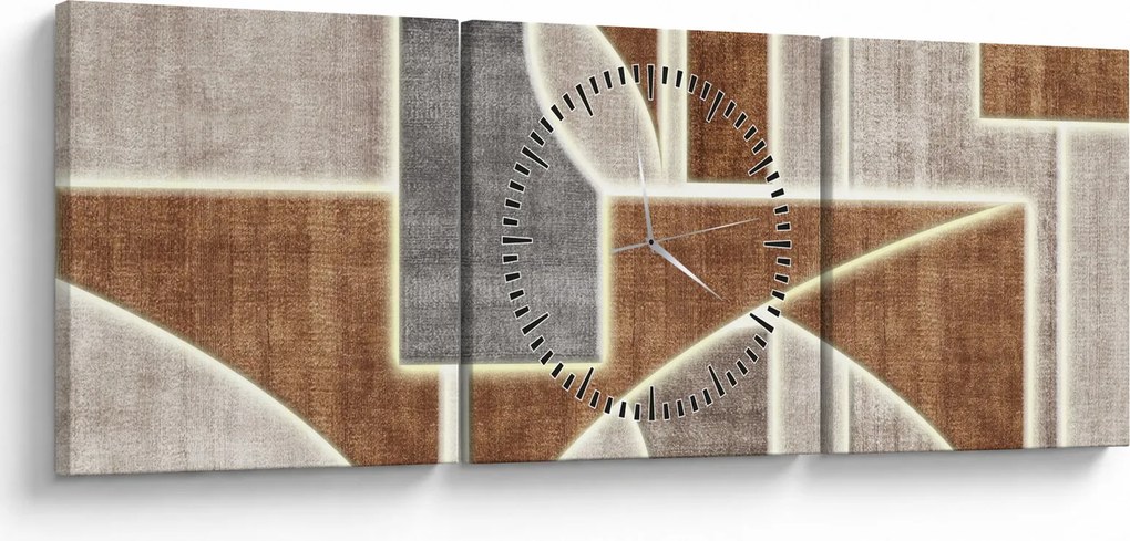 Obraz - Kształty (z zegarem) (90x30 cm)