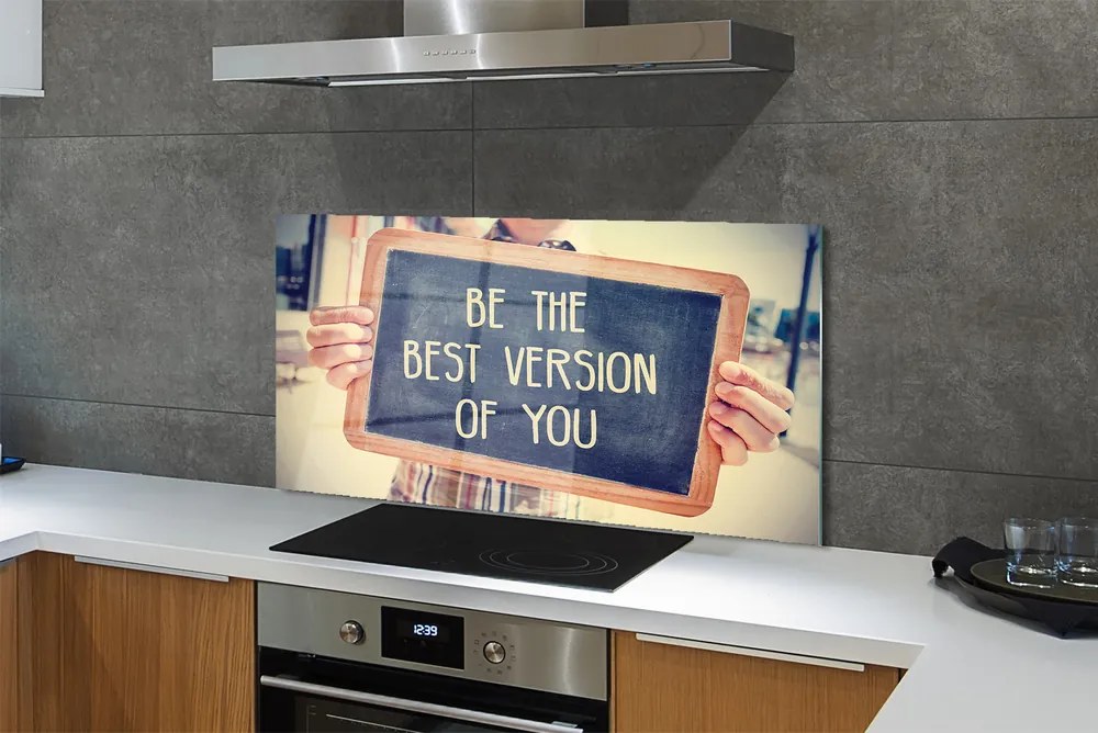 Szklany Panel Drewniana Tabliczka z Napisem