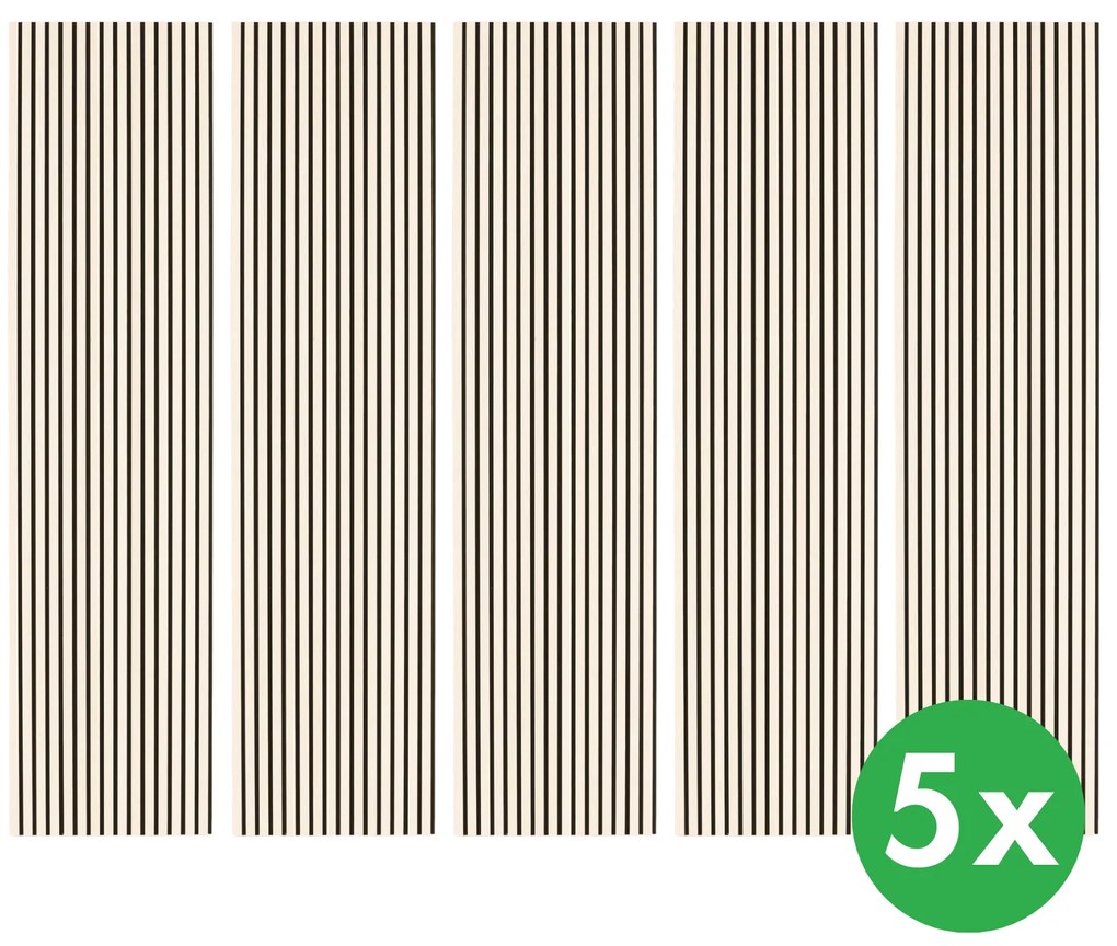 Drewniany panel akustyczny, 2400 x 600 mm, czarny podkład, 5 szt, brzoza