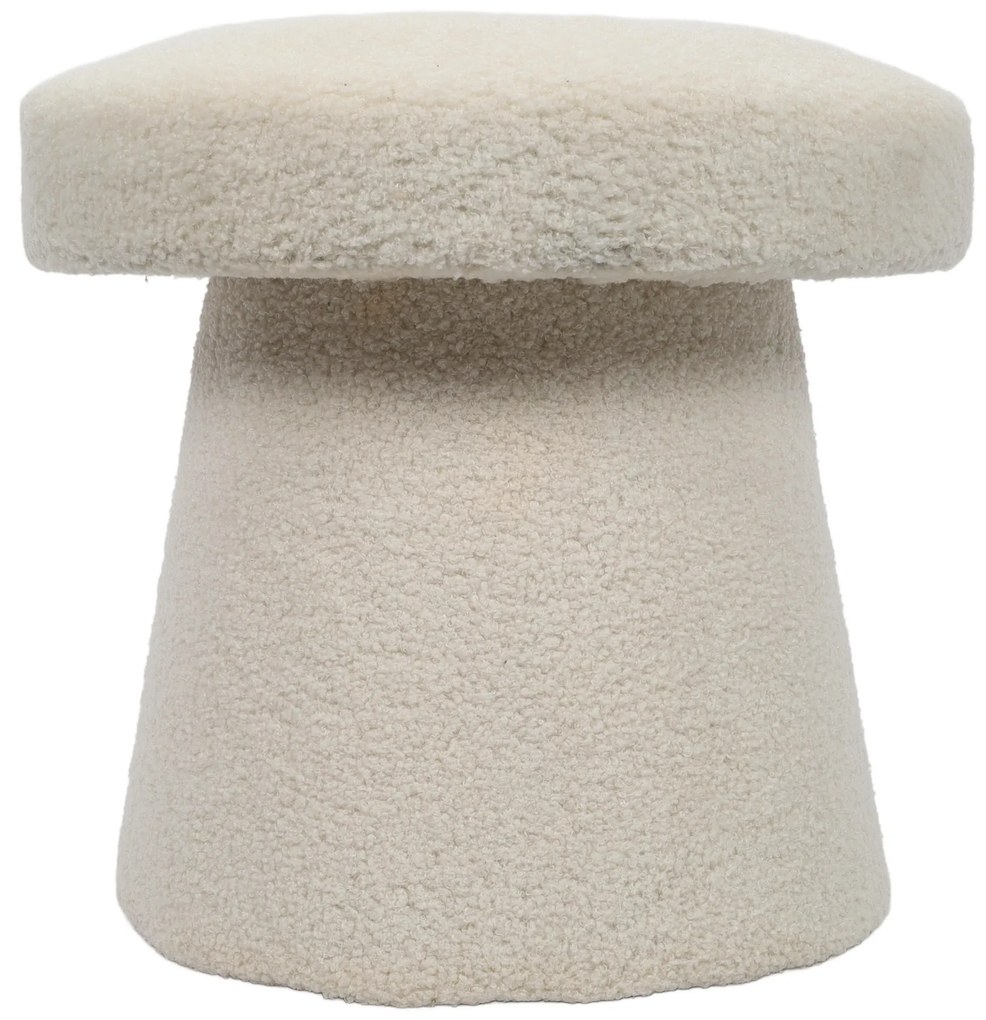 Pufa okrągła tapicerowana TEDDY grzybek boucle, Ø 43 x 38 cm