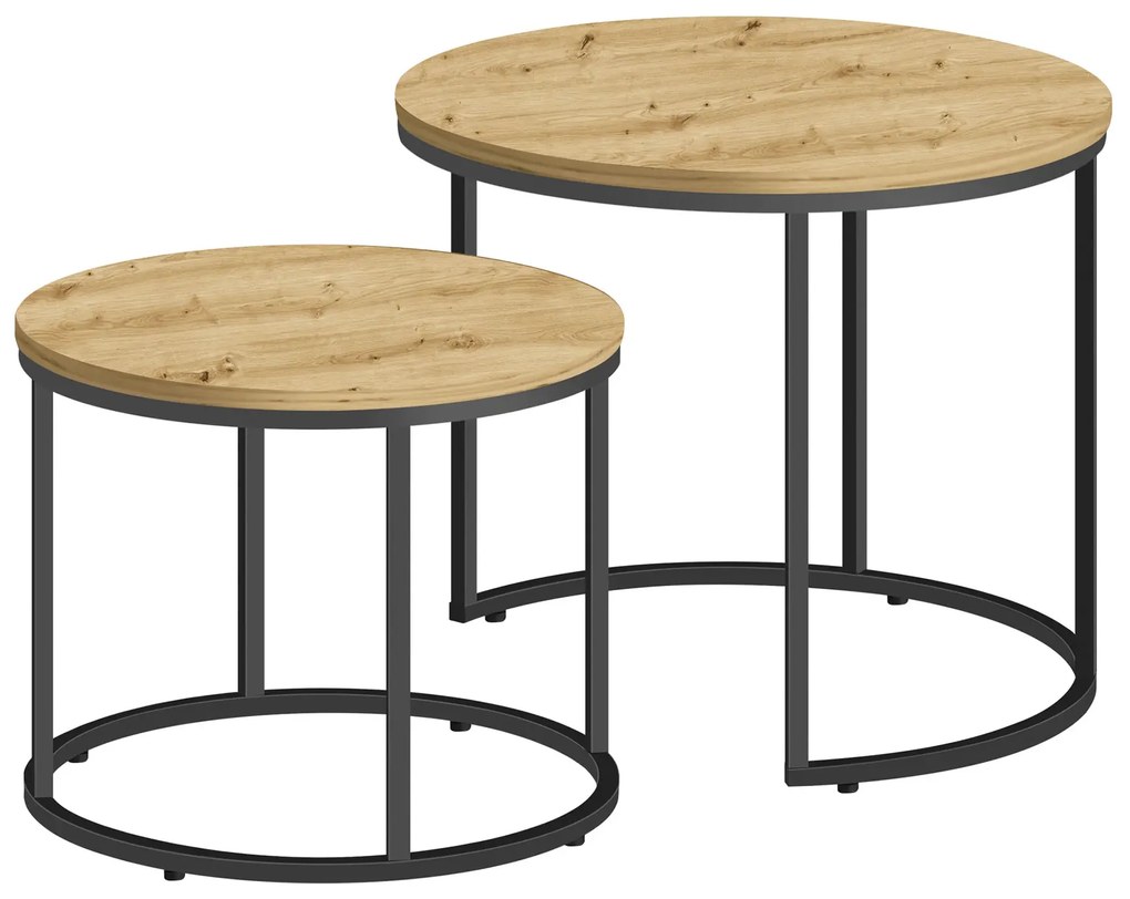 Zestaw stolików kawowych okrągłych 2w1 dąb artisan B9-D66
