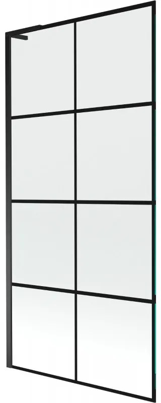 Mexen Next L parawan nawannowy 1-skrzydłowy 90 x 150 cm, czarna kratka, czarny - 895-090-000-03-77-70