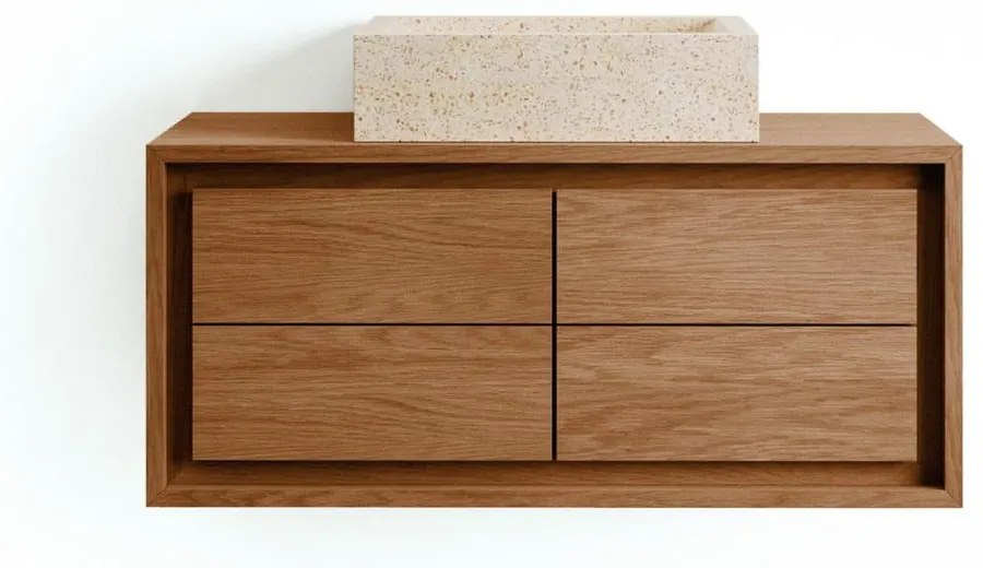 Brązowa wisząca szafka pod umywalkę z litego drewna tekowego 90x40 cm Kenta – Kave Home