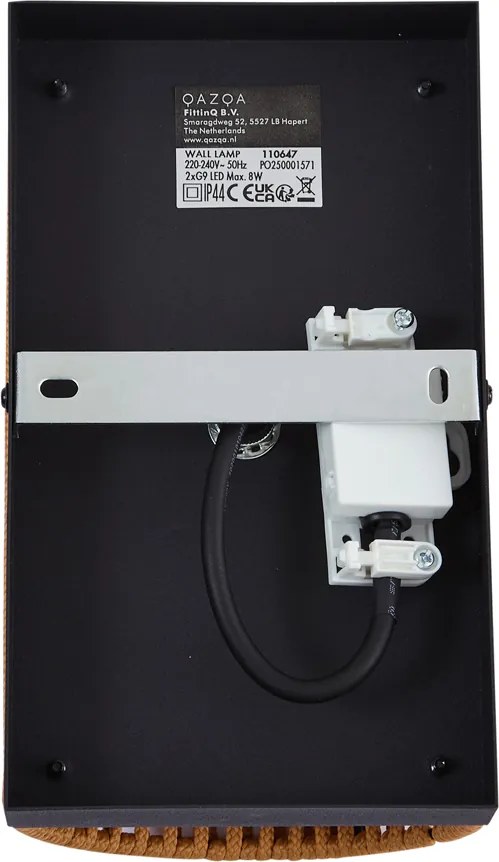 Lampa ścienna Japandi pomarańczowa z czarną liną IP44 - Jayla