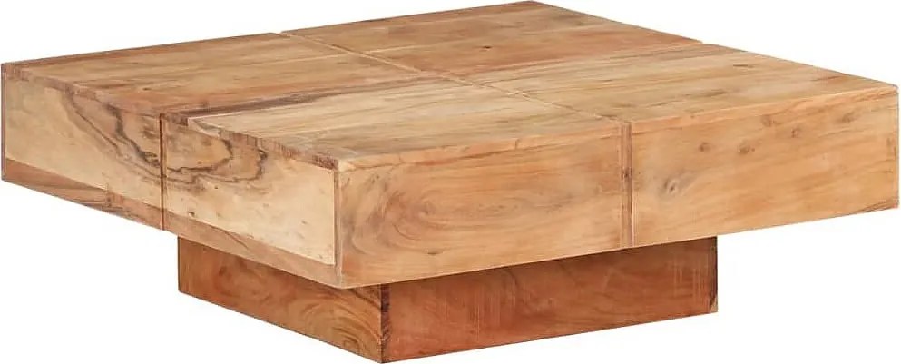 Kwadratowy stolik kawowy 80x80 cm z litego drewna akacjowego naturalnego, styl nowoczesny, bez schowka