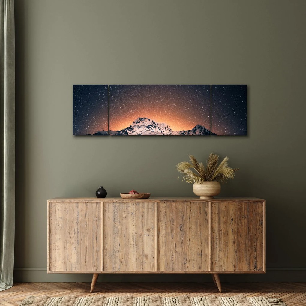 Obraz nocnego nieba z górą (170x50 cm)