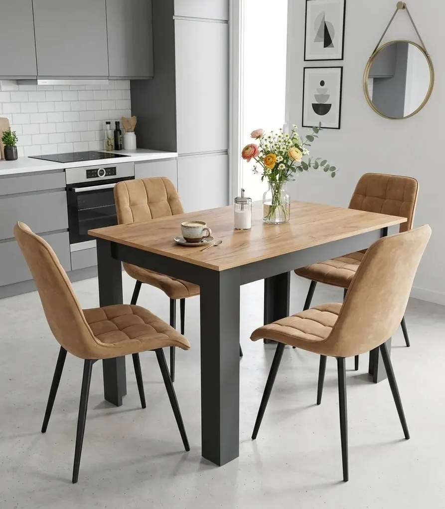 Brązowe krzesło welurowe na czarnych nogach F6-K27