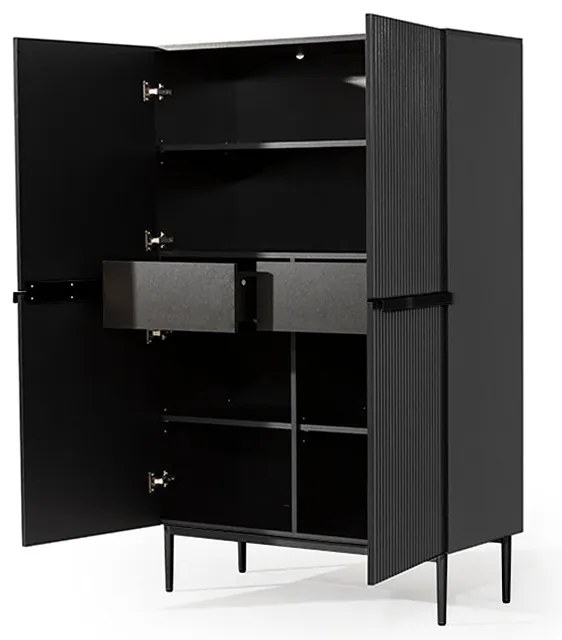 Komoda wysoka Nicole 100 cm - czarny mat / czarne nóżki