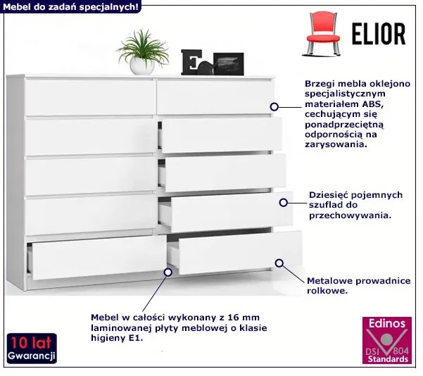 Biała komoda z szufladami - Entira 3X