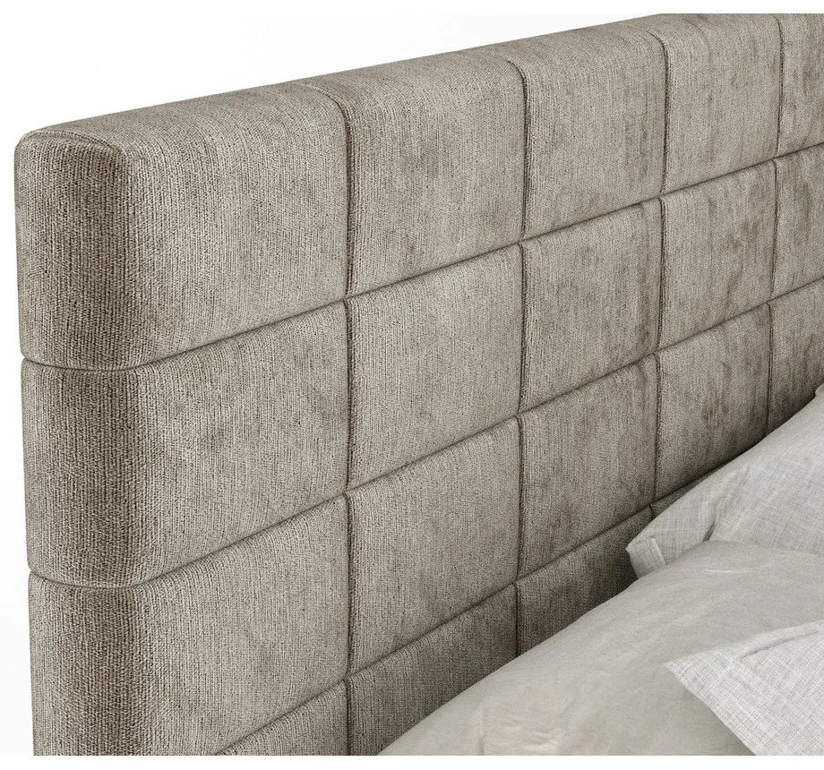 Jasnobrązowe łóżko kontynentalne ze schowkiem 200x200 cm Ava – Maison de Rêve