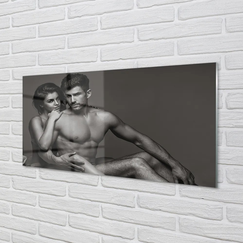 Panel szklany do Kuchni Para: Kobieta i Mężczyzna
