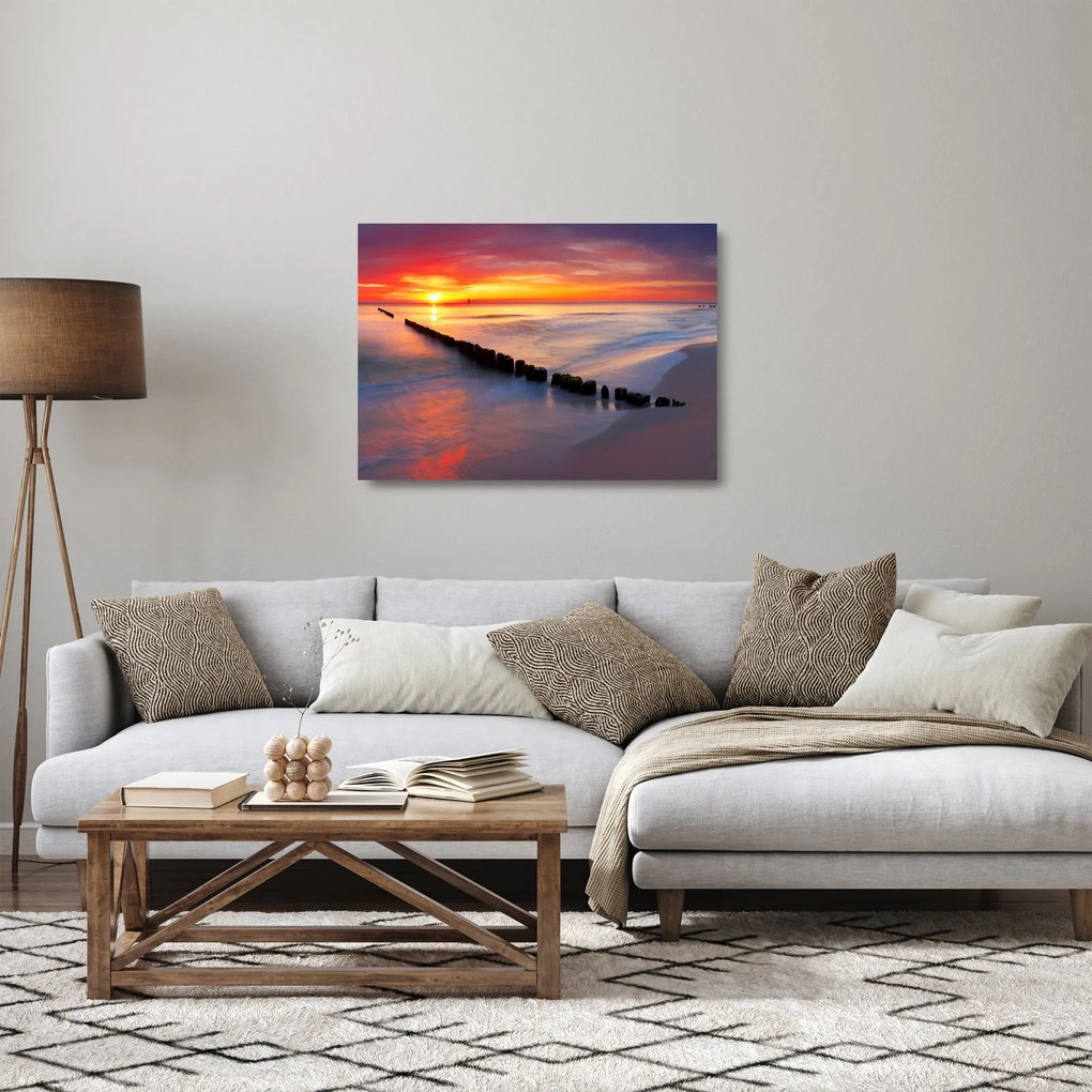Obraz na szkle - Sunset, Baltic Sea, Poland (70x50 cm)